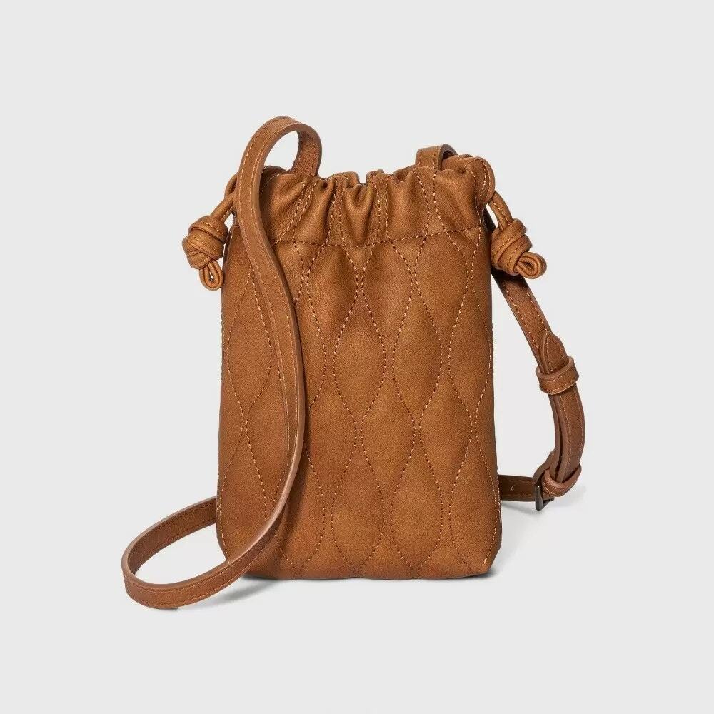 Bag Pouch Like Purse Large Phone Crossbody Universal Thread Brown Lightweight